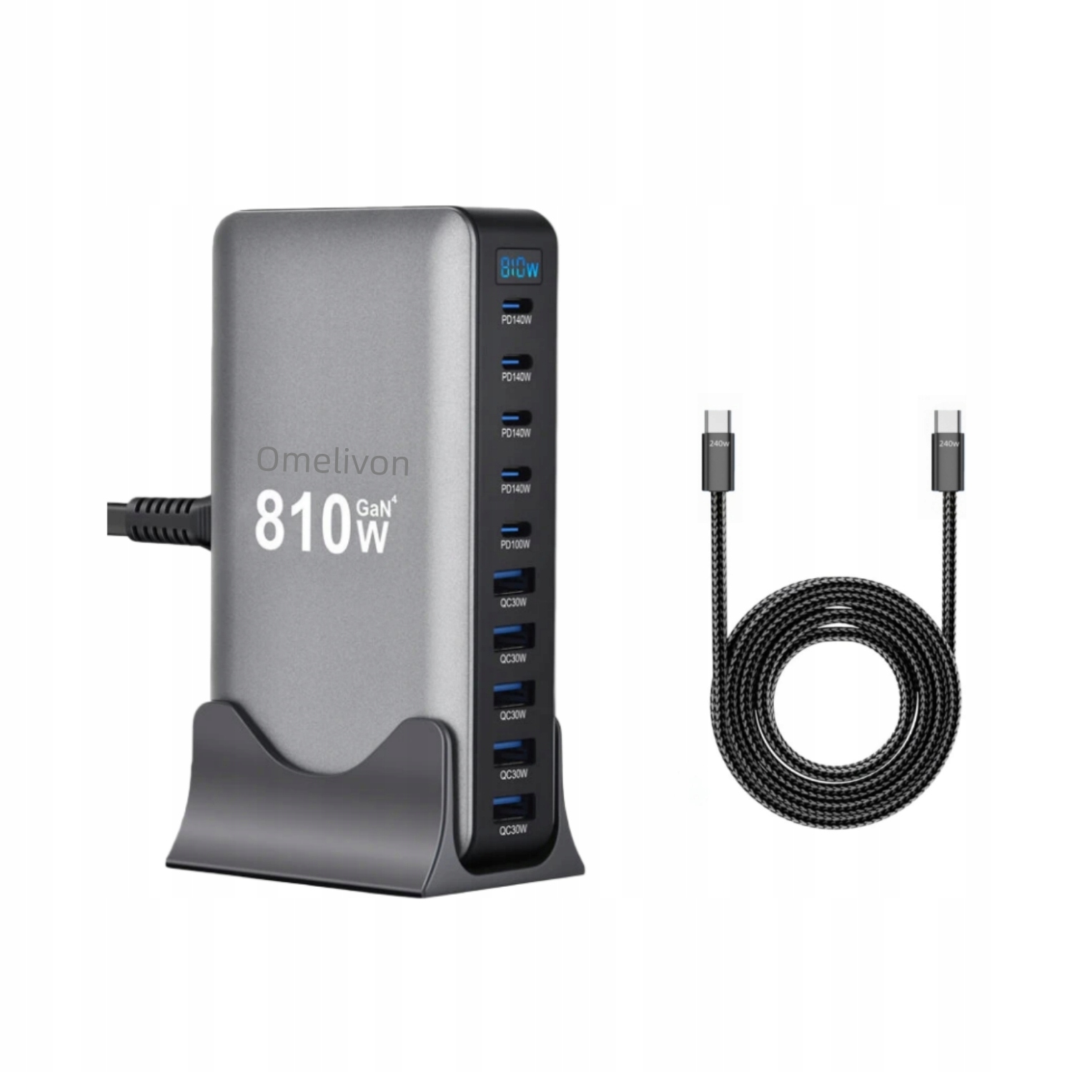 10v1 Usb C+usb A, 810W GaN4 rychlonabíjecí stanice, pro telefony a notebooky
