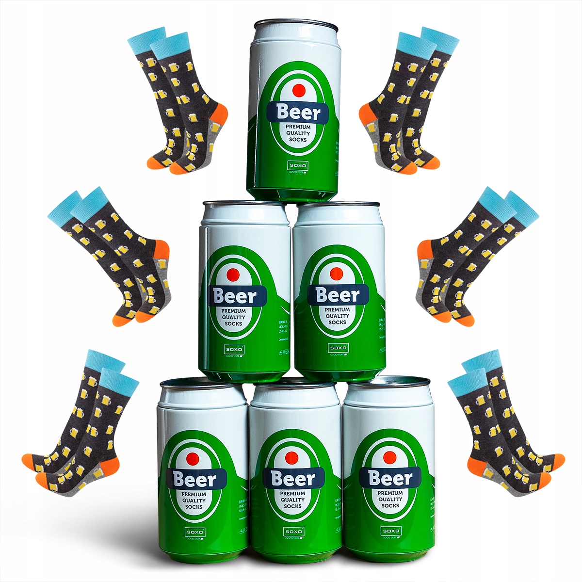 

6x Skarpetki Męskie Soxo Kolorowe W Puszce Prezent