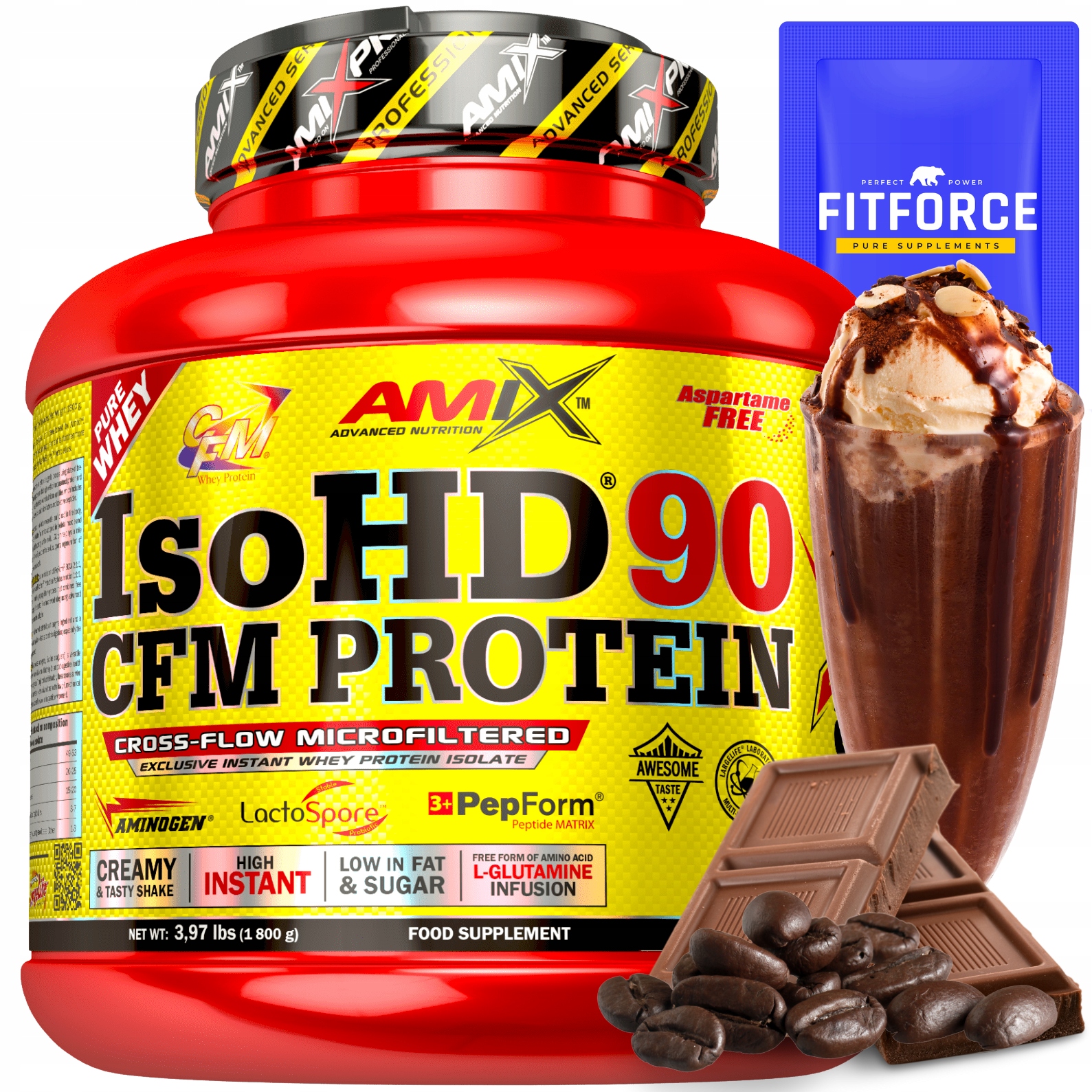 Protein Amix IsoHD 90 Cfm Protein 1,8 kg caffe latte kávový protein