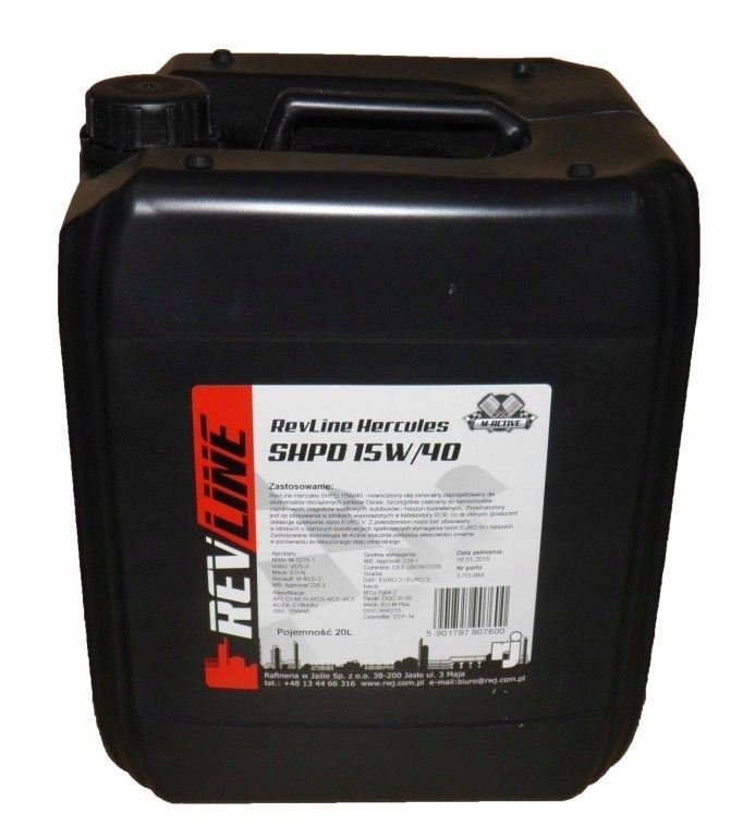 Olej Revline Hercules Shpd 15W40 20L Acea: E7, A3/B4; Cat ECF-1A; Volvo Vds