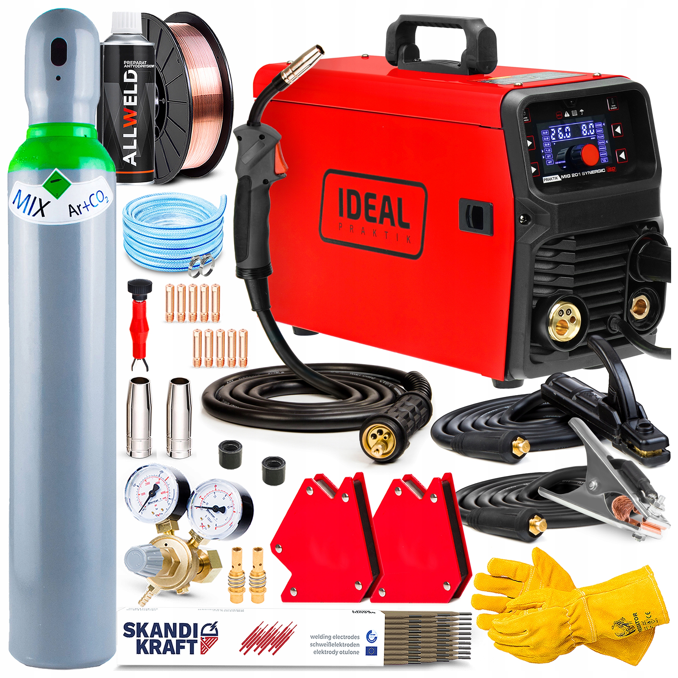 Svařovací Stroj Ideal Praktik Mig 201 Synergie Led Mma Tig 200A 230V Igbt Flux 3V1