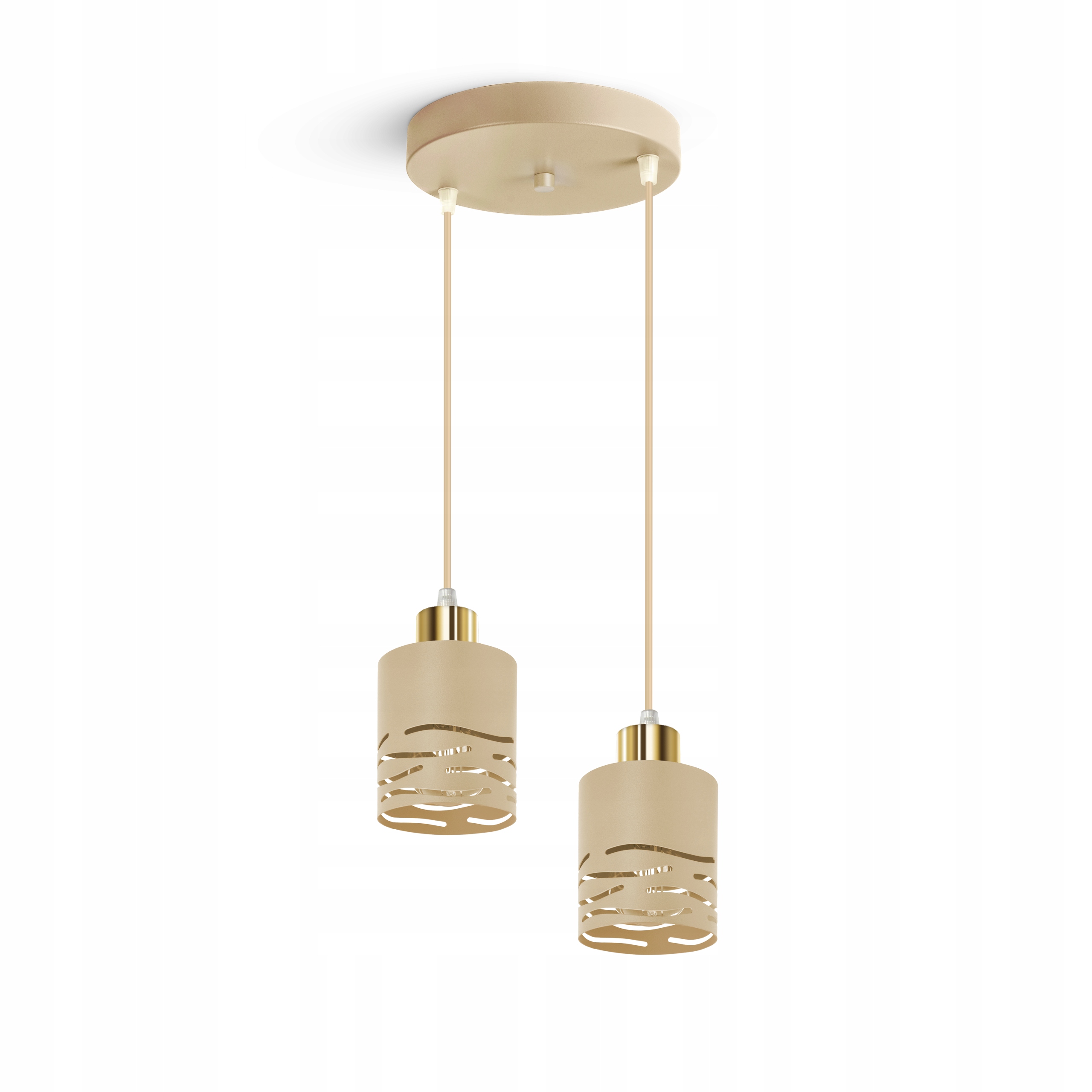 Lampa wisząca zwis regulowana Beżowa 2xE27 Led Fale do kuchni nad wyspę