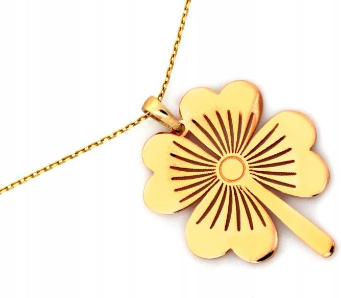 Dámský zlatý náhrdelník 585 s velkým efektním jetelem velikost 42 dárek