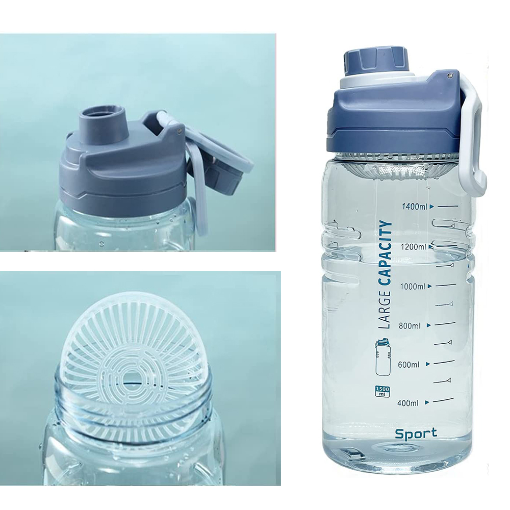 BIDON BUTELKA NA WODĘ WATER BOTTLE 1.5L PRZENOŚNY Kolor dominujący odcienie niebieskiego