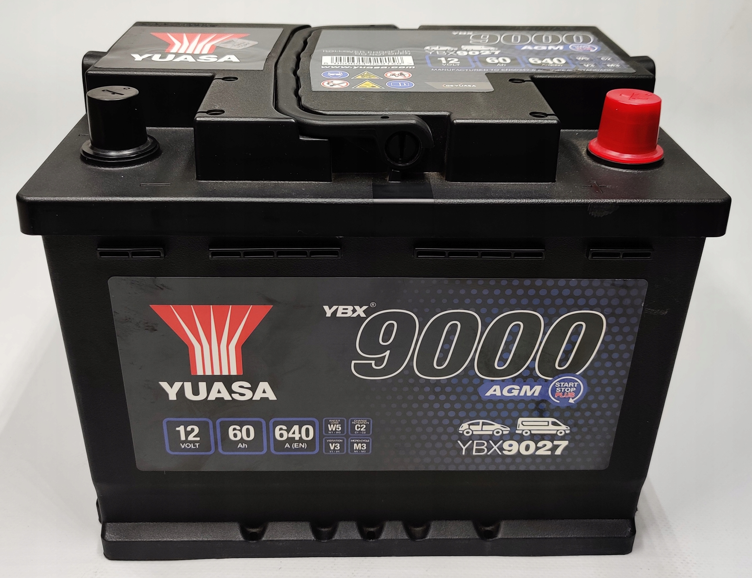Akumulator Yuasa YBX 9027 AGM 12V 60Ah 640A P+ YBX9027 za 589,90