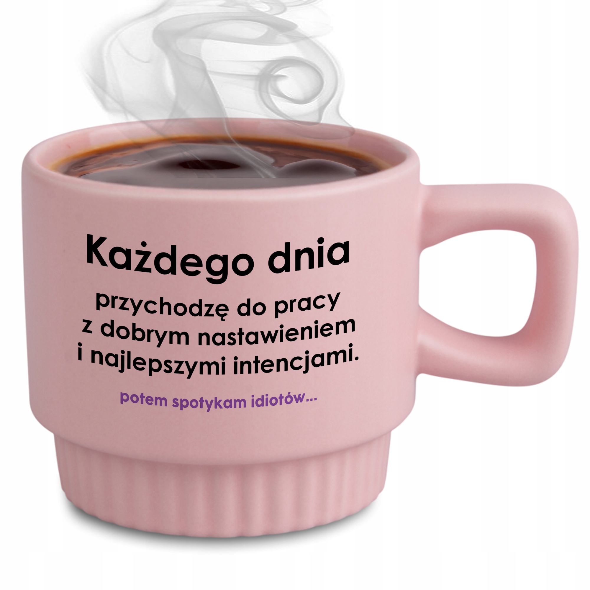 Ryflovaný ružový hrnček na prácu s dobrým nápadom Darček do práce