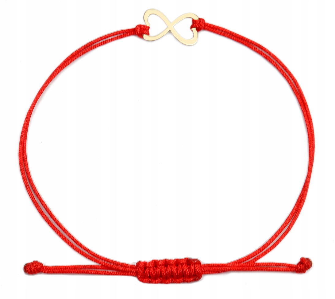 Zlatý náramek na červeném provázku srdce 585