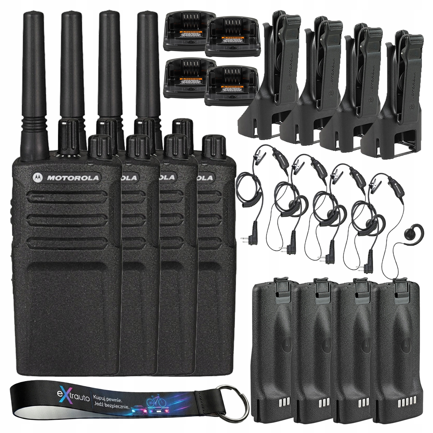 4x Radiotelefon Motorola XT420 4x zestaw słuchawkowy smycz eXtrauto