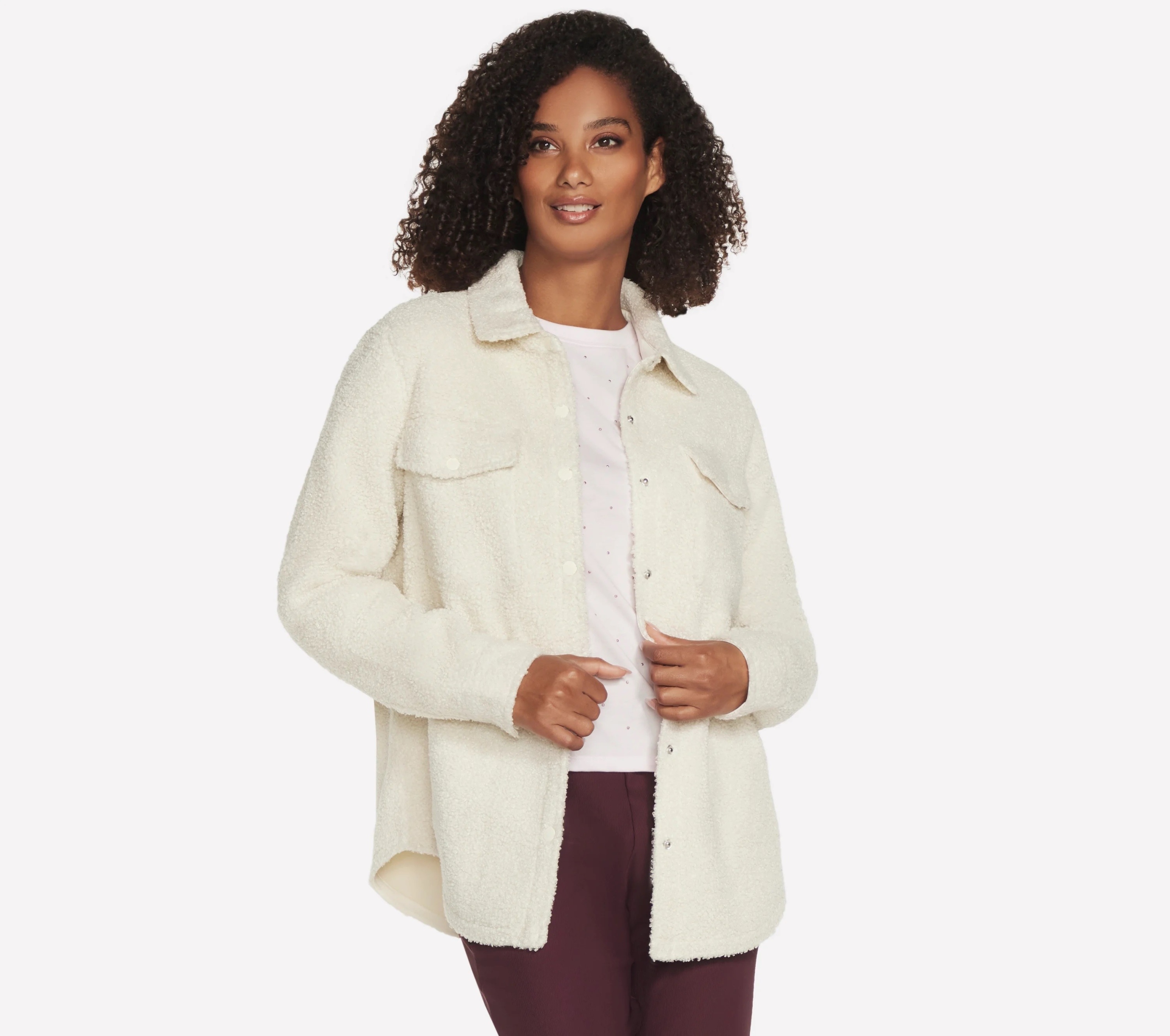 Dámská Mikina /bunda Skechers Sherpa Shacket Cream JA182 Crw