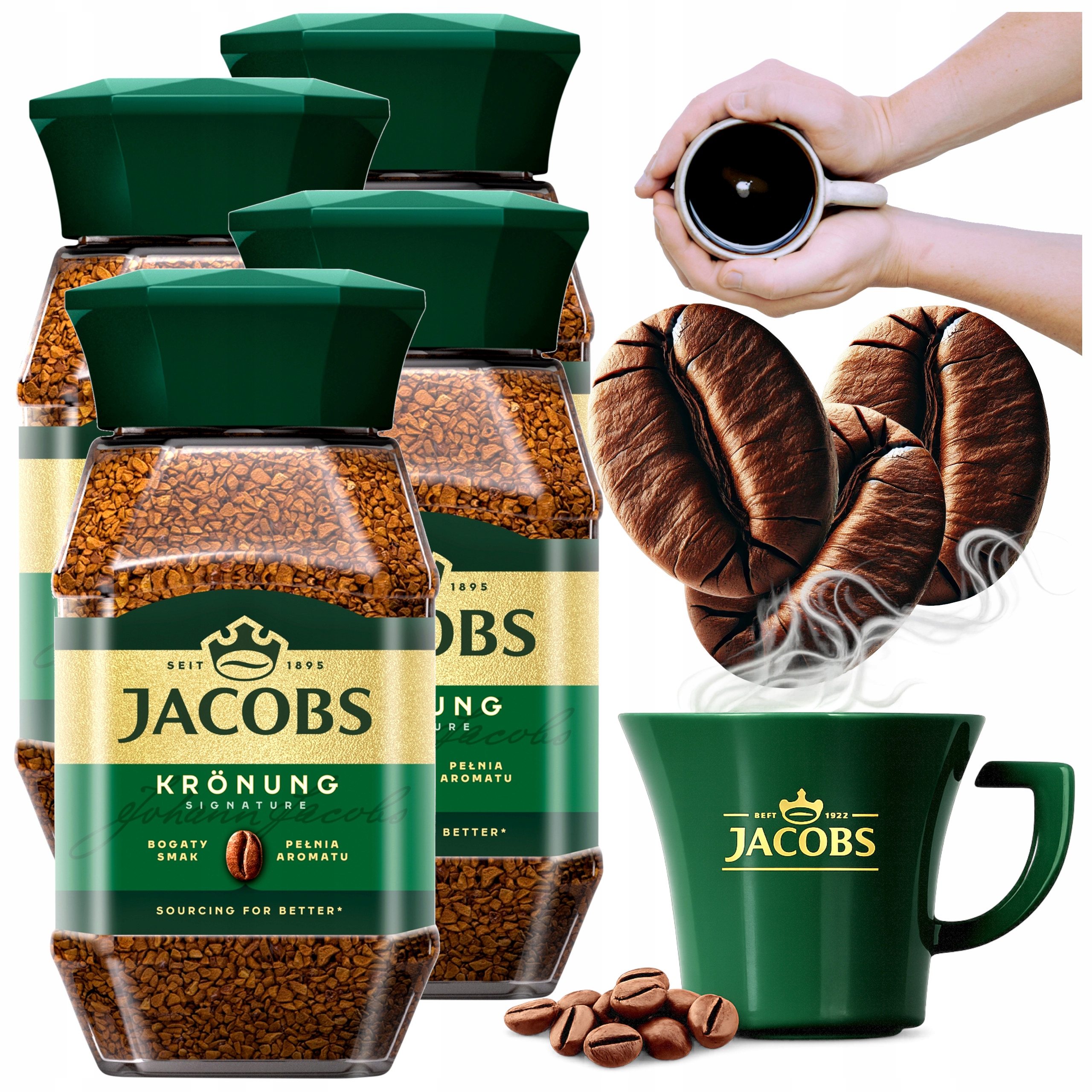 Kawa Jacobs Rozpuszczalna 200g x4 Kronung W Słoiku Instant Original Cafe