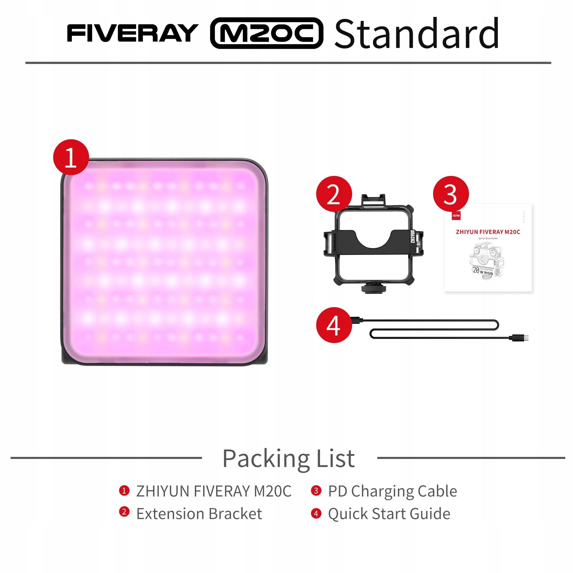 ZHIYUN Fiveray M20C Lampa RGB LED 20W Magnetyczna Do Streamingu — miniatura 6
