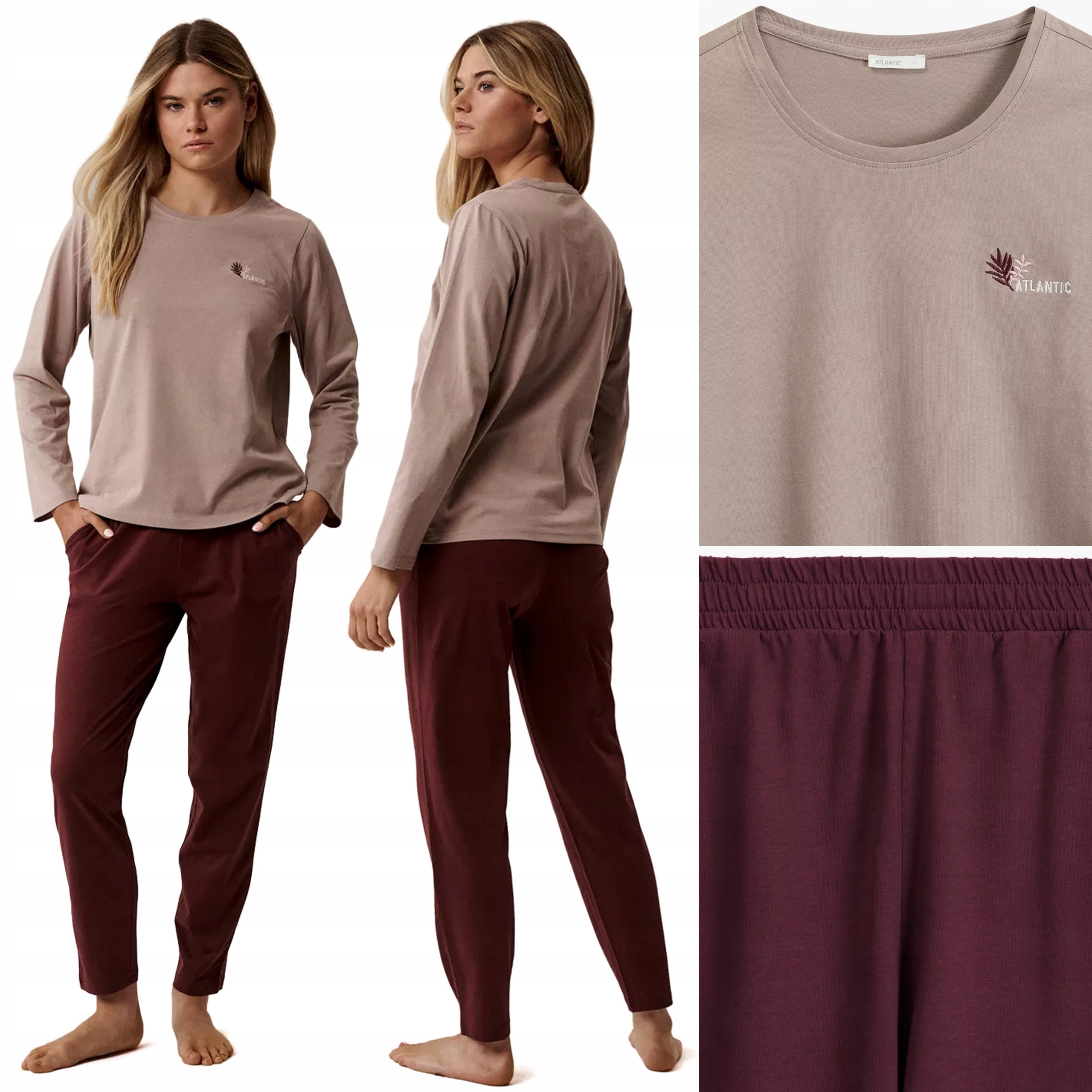 Dámské pyžamo teplákové soupravy Atlantic NLP-498 Domácí komplet 100% Bavlna L