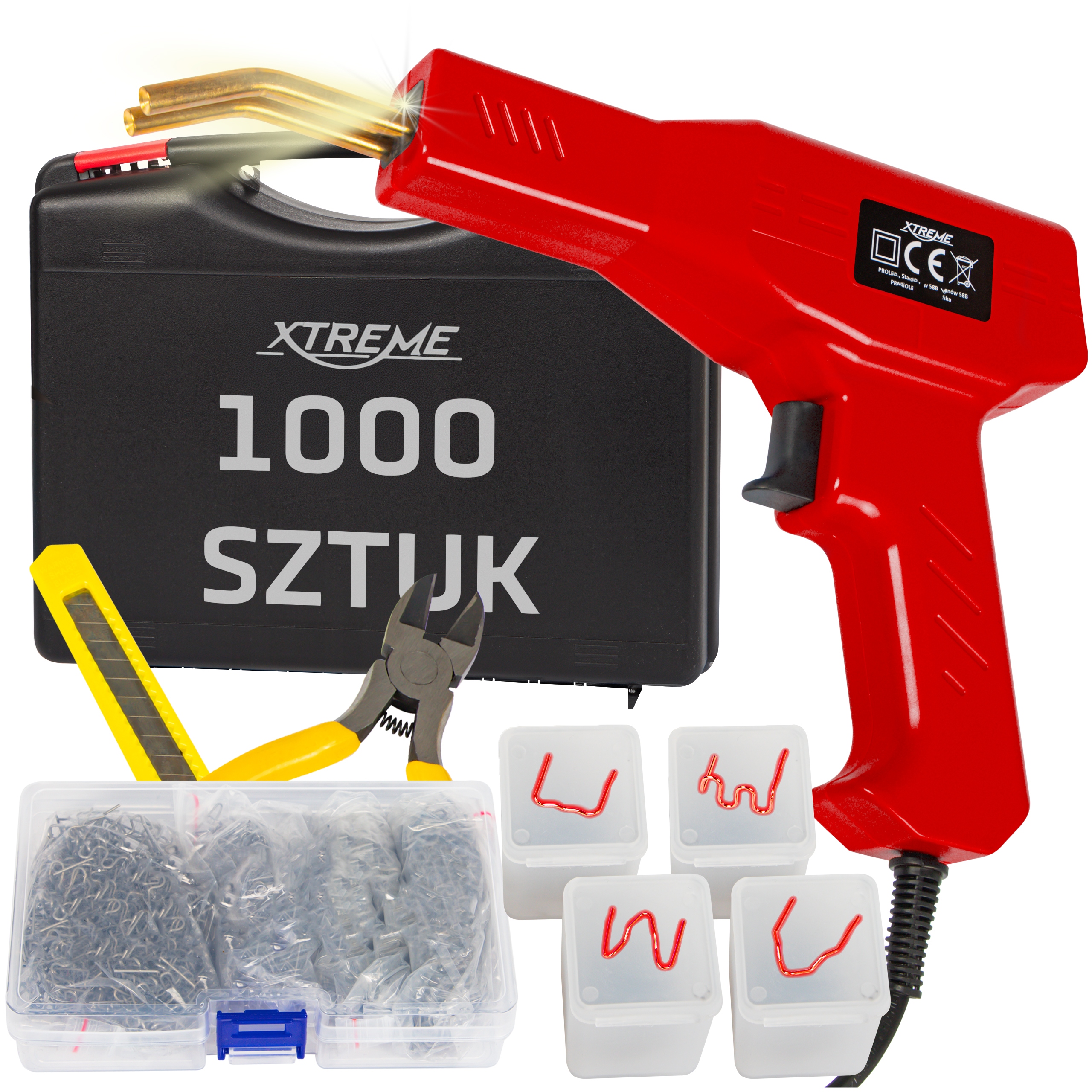 SPAWARKA 100W DO PLASTIKU TWORZYWA 1000 ZSZYWEK NÓŻ ŁAMANY SZCZYPCE WALIZKA