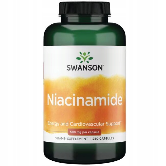 3 x Swanson Niacinamide 500mg 250 kaps Zmęczenie Zdrowe błony śluzowe