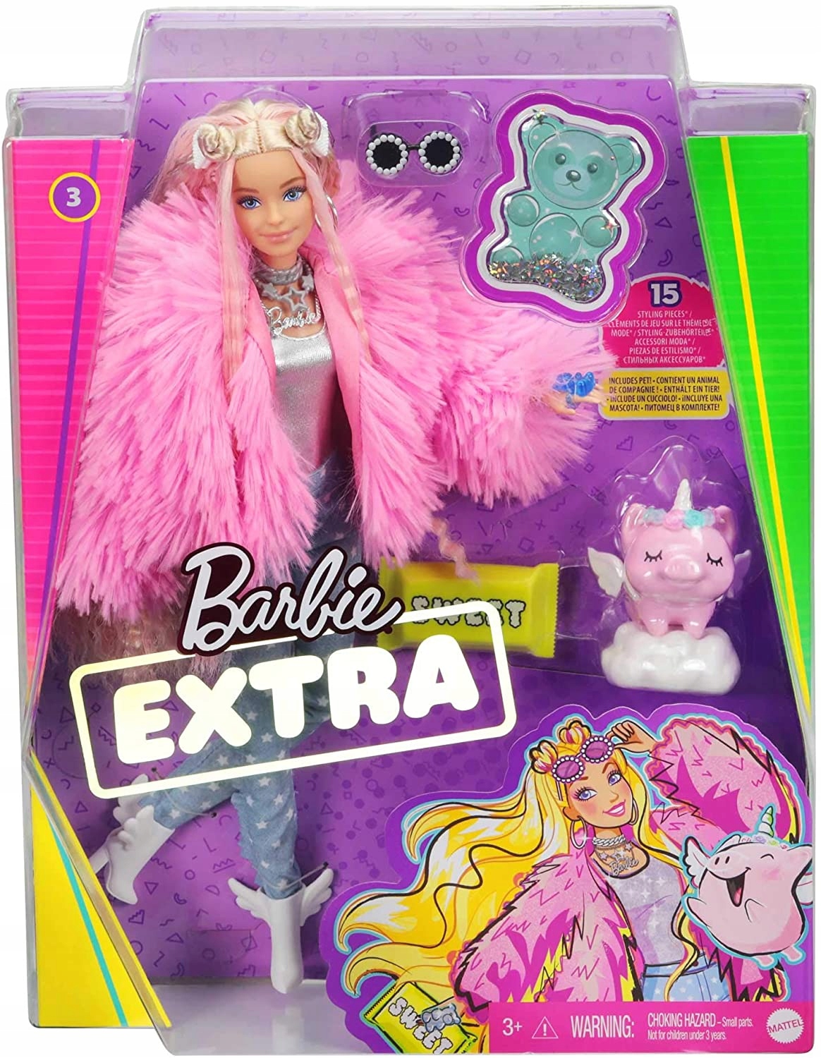 Bábika BARBIE DOLL EXTRA + prasiatko + doplnky Kód výrobcu GRN28