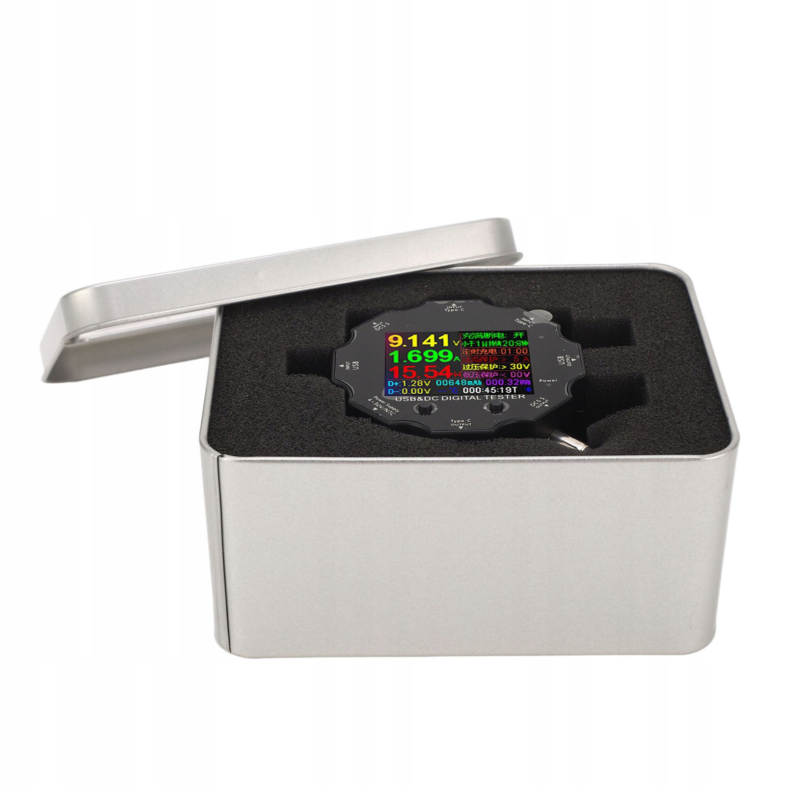 Tester USB 65 W Bluetooth Cyfrowy Napięcie Prąd Rezystancja Moc T0
