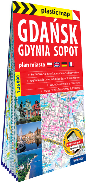 Plastic map Gdańsk Gdynia Sopot 1:26 000 w.2023 ExpressMap 572793