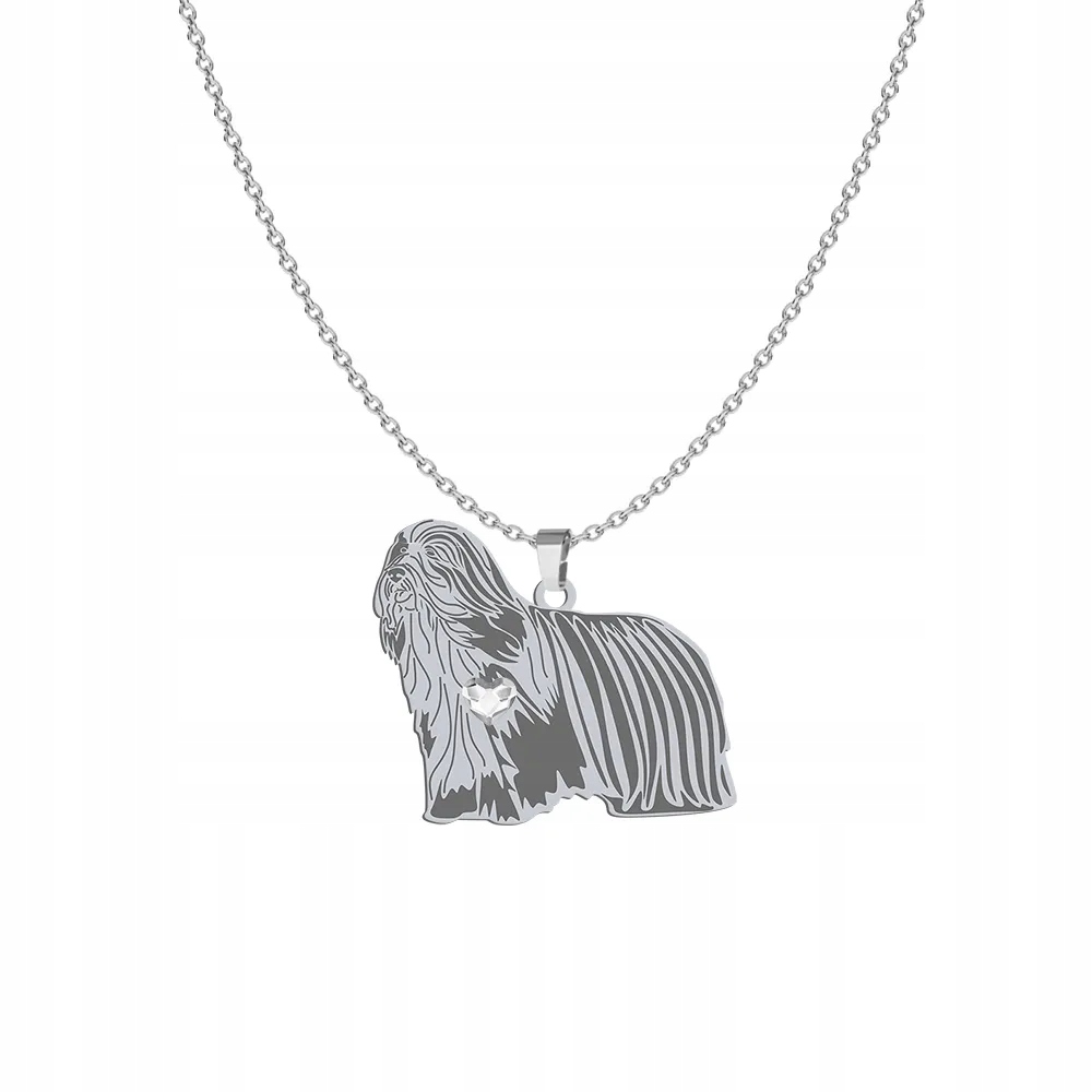 Stříbrný náhrdelník s pejskem Bearded Collie 925 Šperky Dárek Gravírování Bonus