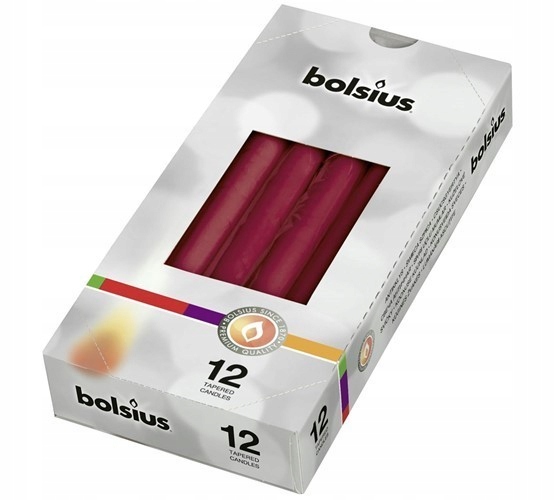 

Świeca stołowa szpica Bolsius 24,5CM 12szt Bordowa