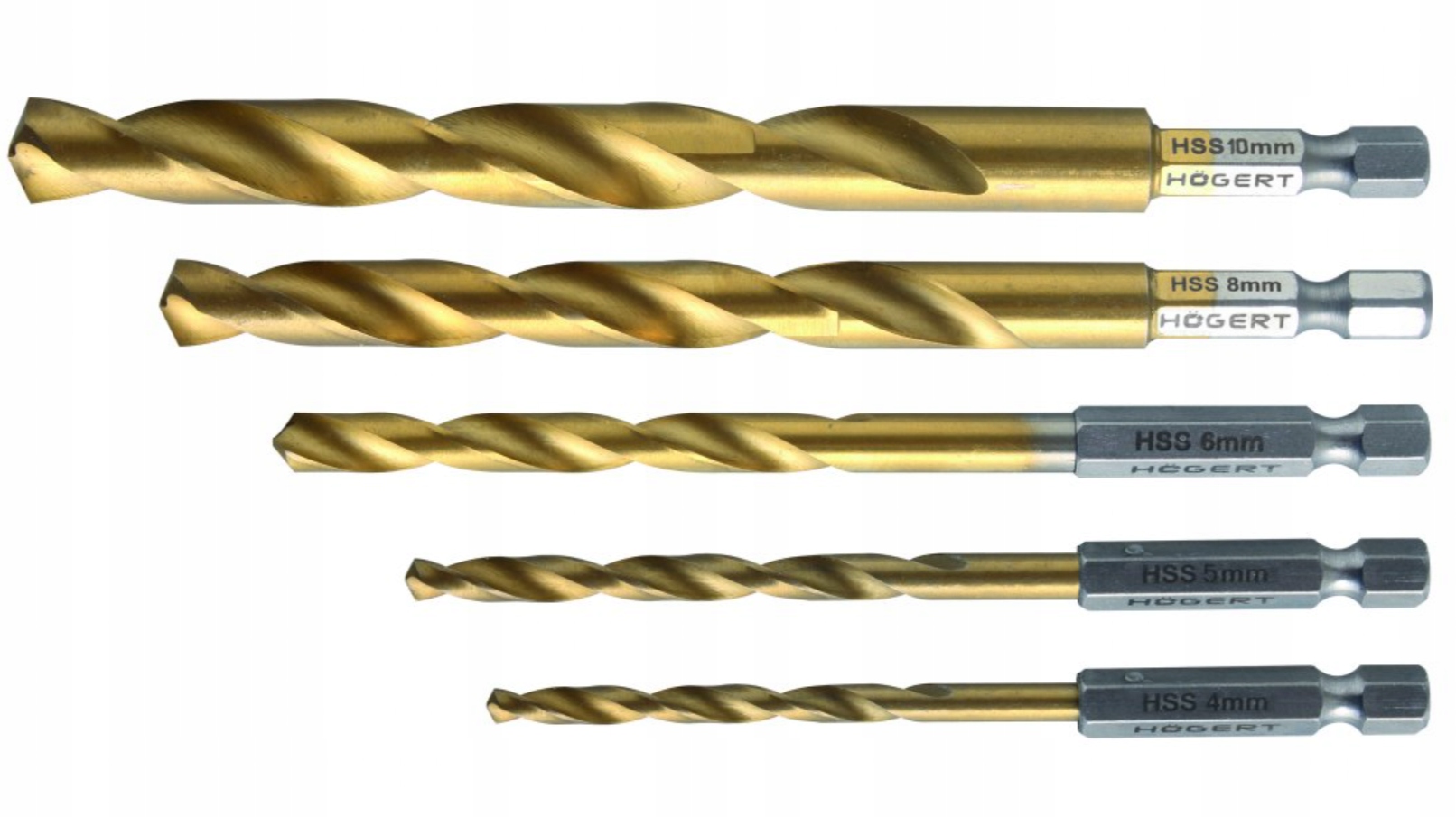 

Wiertła do metalu 5szt uchwyt hex Hogert HT6D180