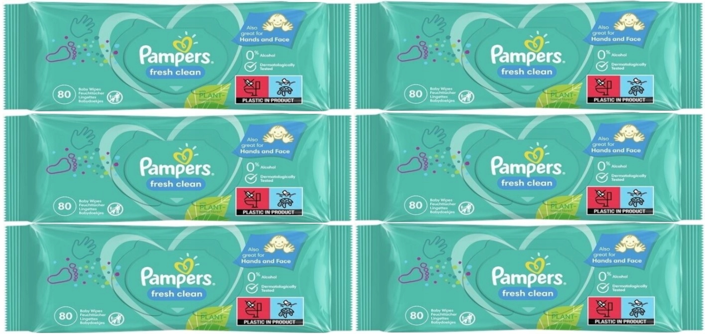 CHUSTECZKI NAWILŻANE PAMPERS FRESH CLEAN 6 x 80SZT EAN (GTIN) 8001841078243