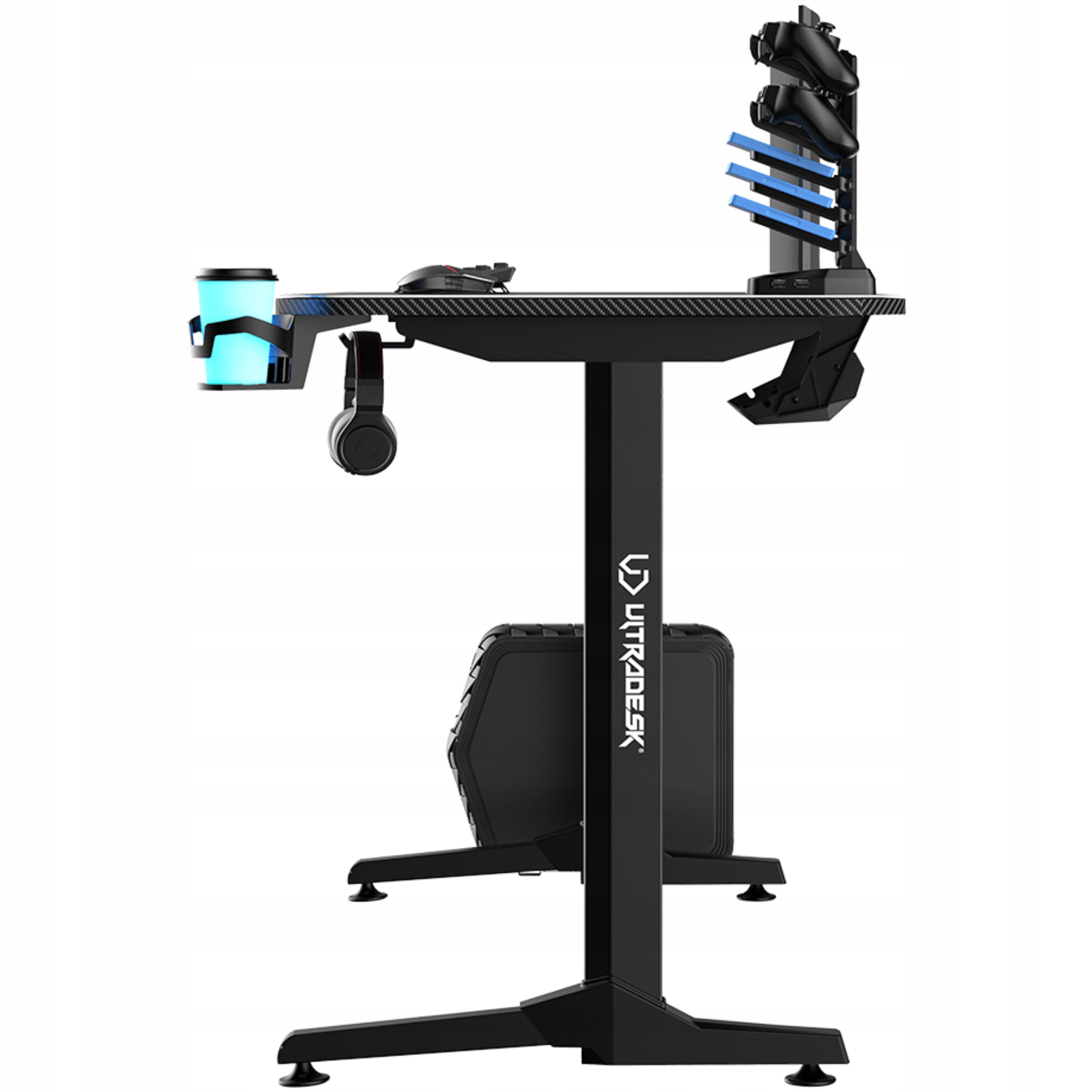 BIURKO KOMPUTEROWE GAMINGOWE 150x60cm ULTRADESK FRAG Gold LED RGB Podkładka Marka Ultradesk