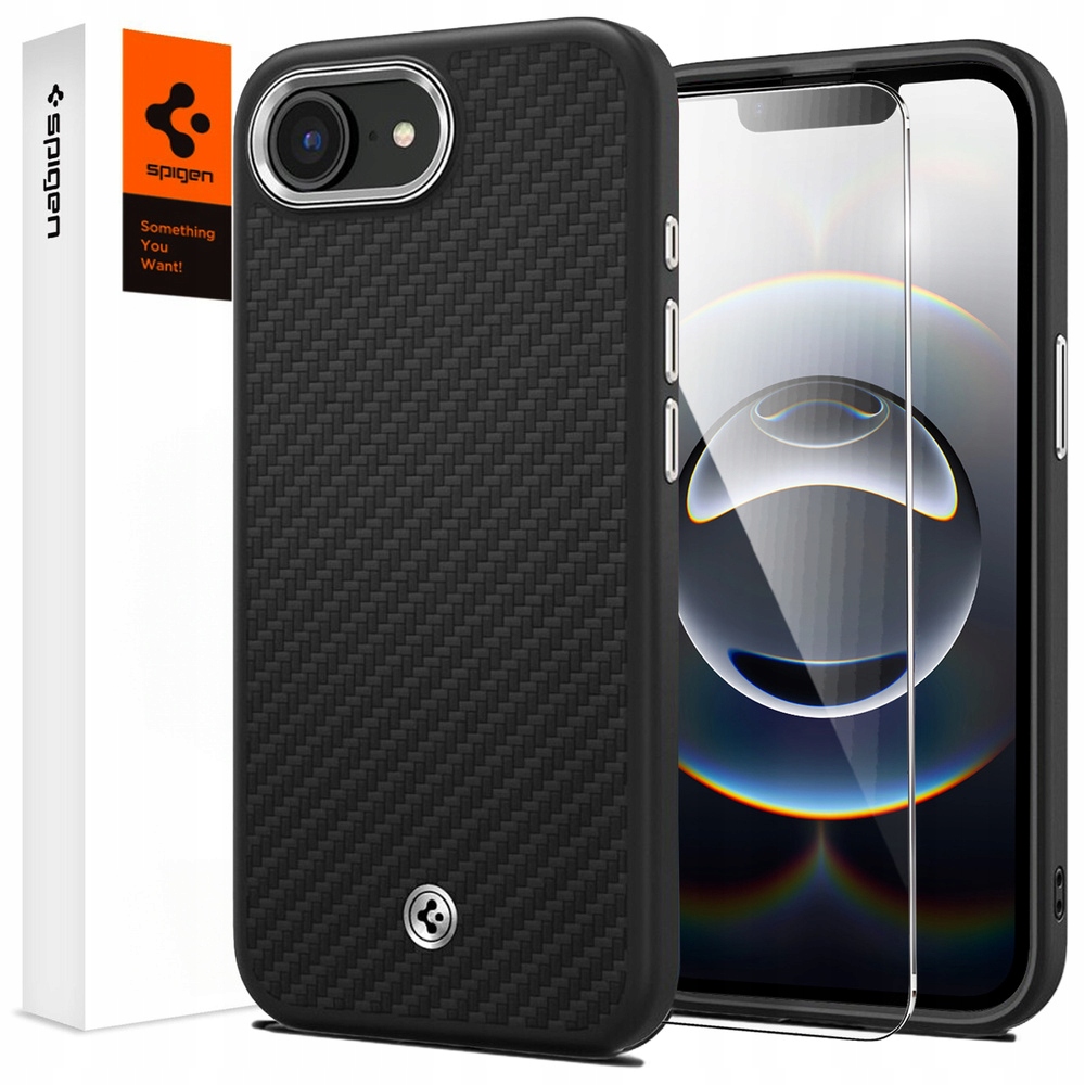 Puzdro Spigen pre iPhone 17e 16e, Enzo Aramid Mag pre MagSafe sklo 9H