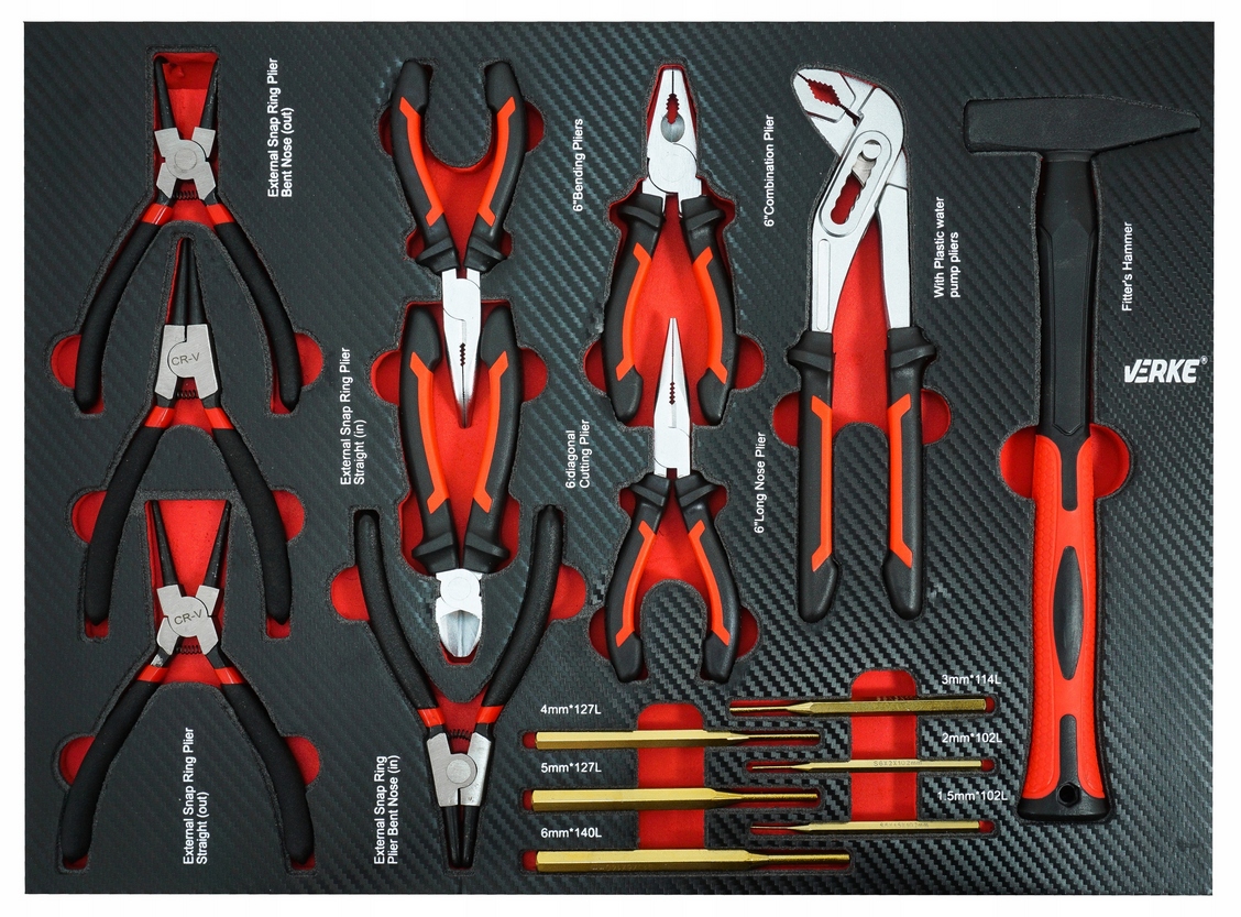 SZAFKA NARZĘDZIOWA WARSZTATOWA VERKE + NARZĘDZIA PREMIUM 298szt. +LAMPA LED Kolor dominujący czarny