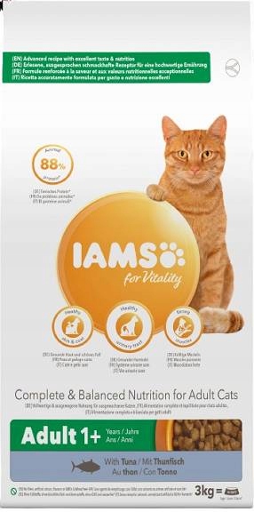 Levně Iams Adult s tuňákem Suché Krmivo pro kočky 3kg