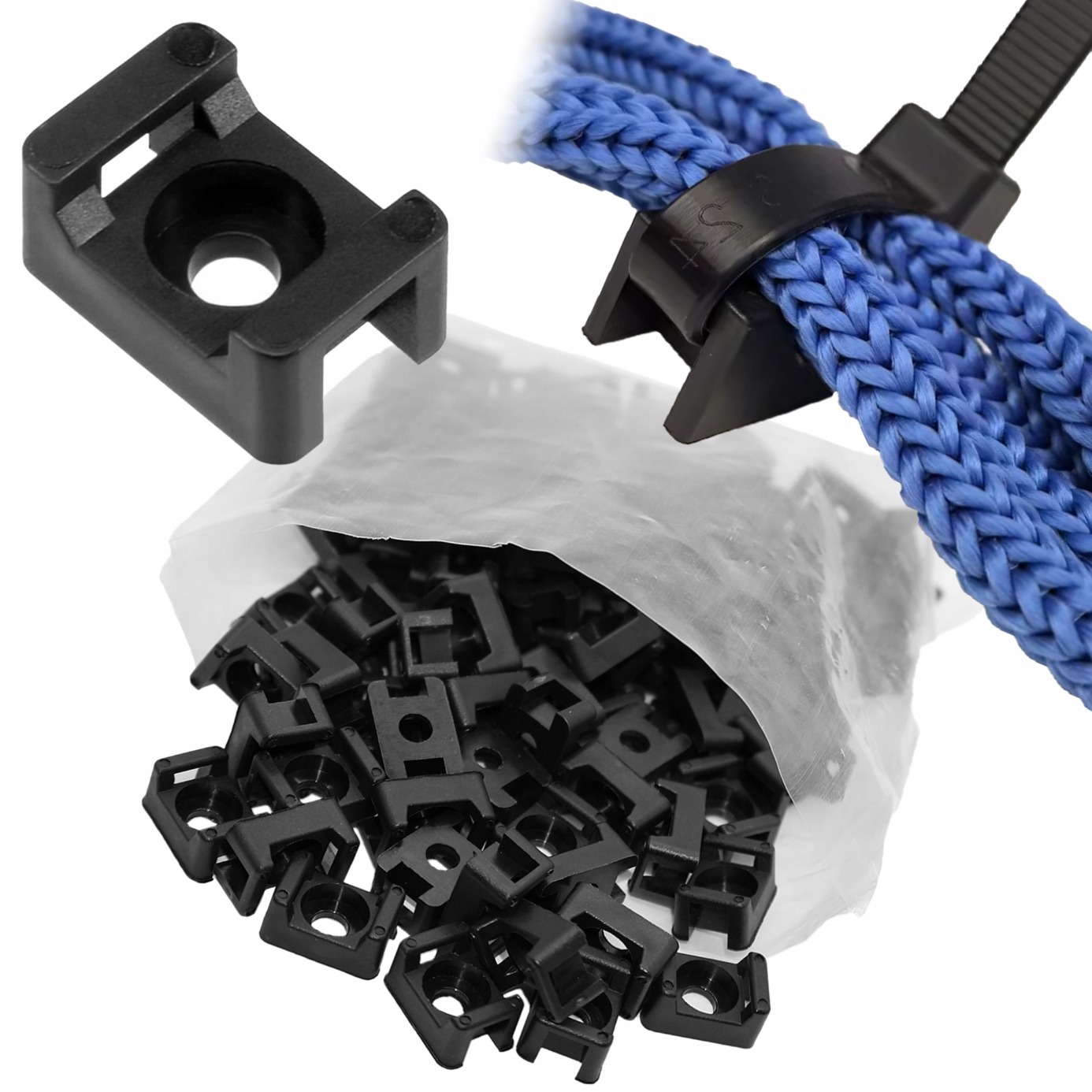 100x Podstawka Montażowa Opasek Kablowych 4.8mm Peszla Mocowanie Na Wkręt