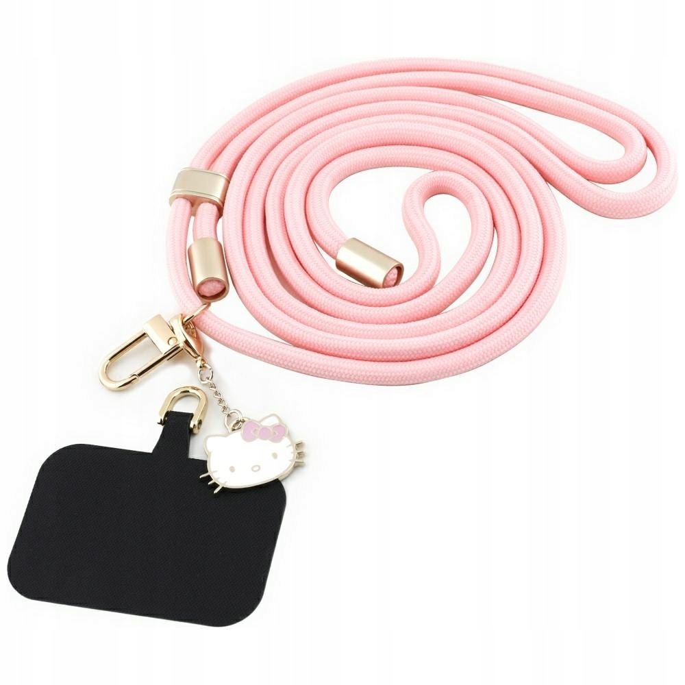 Uniwersalna smycz do telefonu Hello Kitty Patch & Kitty Head Charm różo