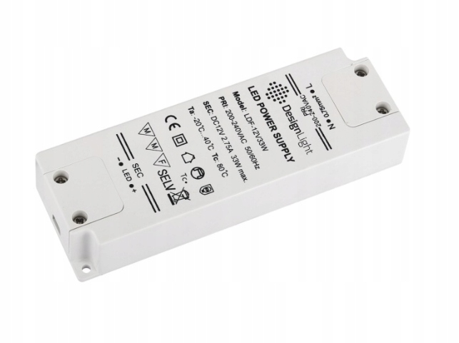 ZASILACZ LED 33W 12VDC BEZ PRZEWODÓW STANDARD PLUS