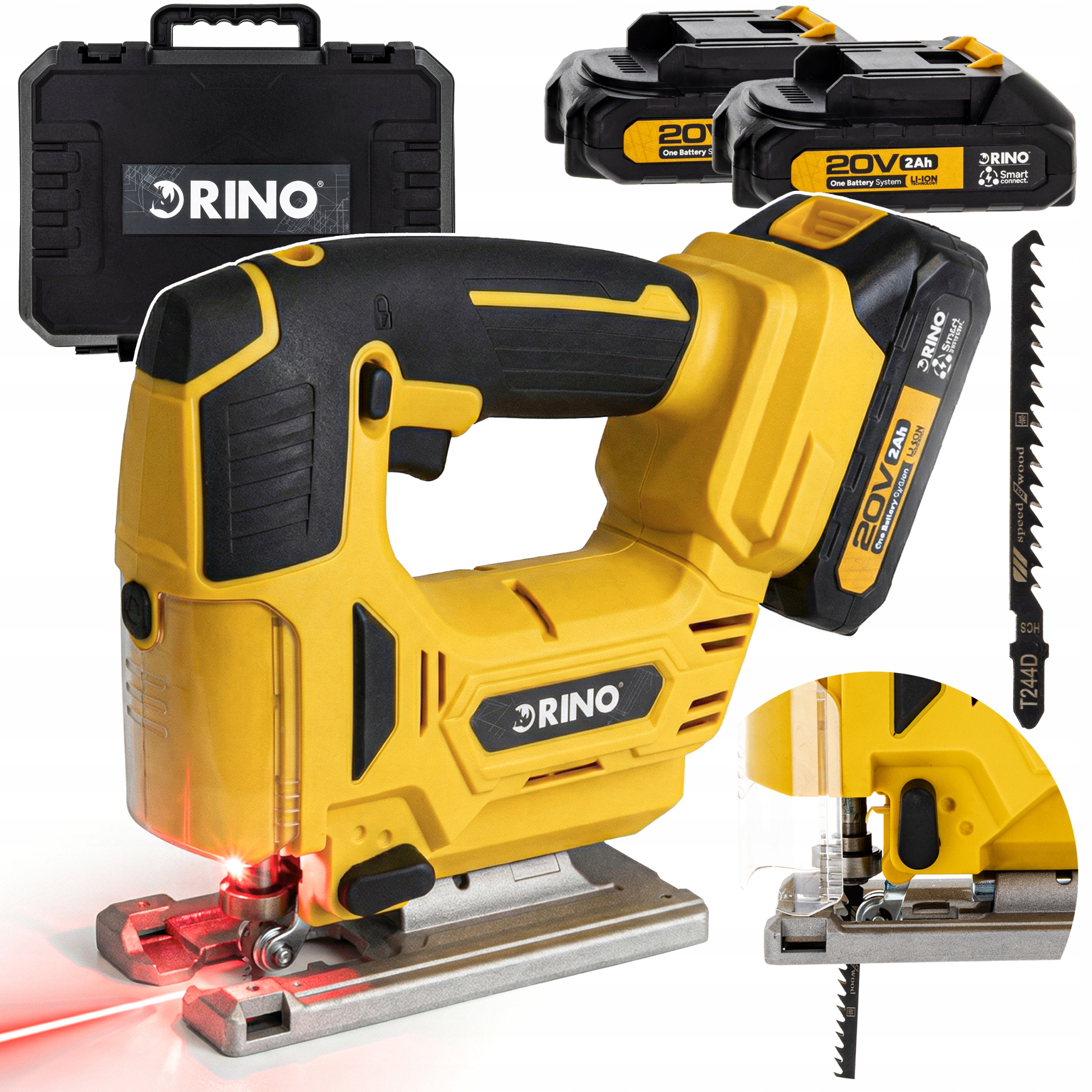 Pila Na Dřevo Akumulátorová 2X Baterie 2 Ah Rino Laserová Krytka