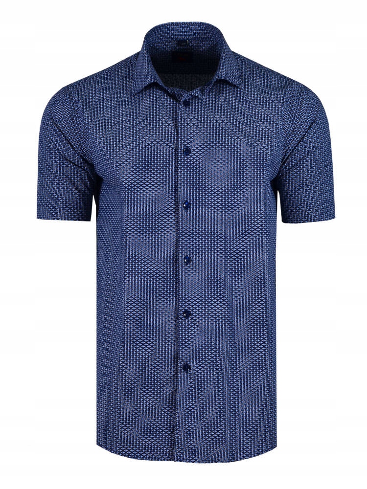 49/50 Košile Vzory Modrá Krátký Rukáv Velký