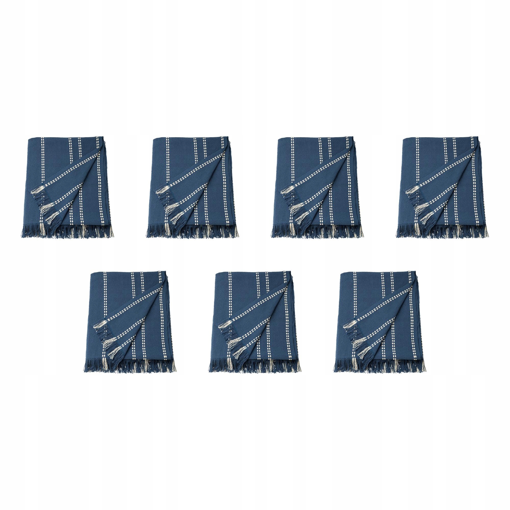 7 ks Krutbrannare Pled krémový modrý/proužky 130 x 170 cm