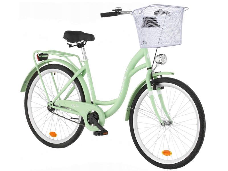 Rower miejski Indiana Moena S1B 26 cali damski Miętowy Koszyk