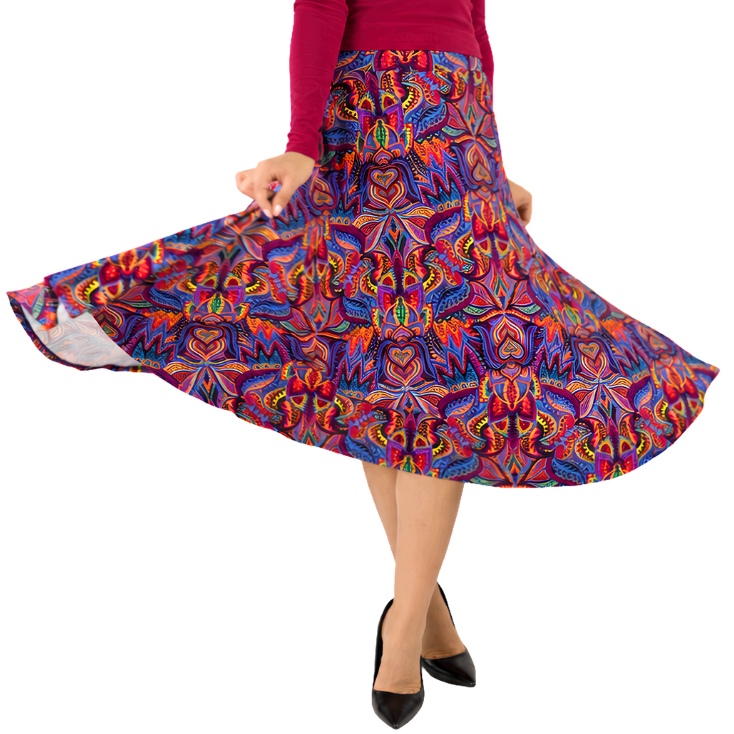 Sukně sukně Z Plného Kola Midi Zwiewna Polský Prod Vippi Design 36