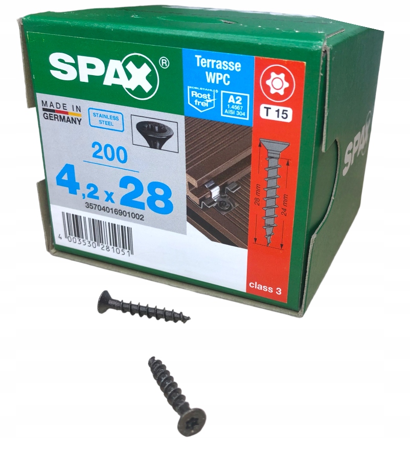 Wkręty do deski kompozytowej SPAX 4,2x28 legar WPC