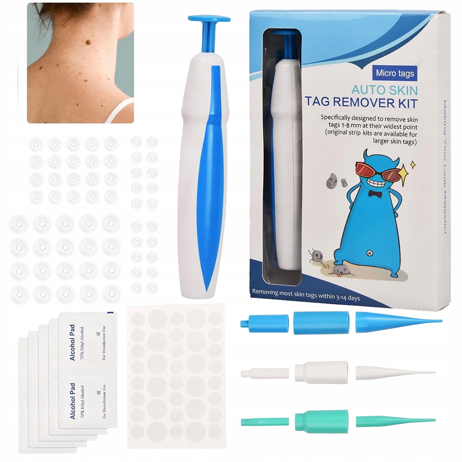 2v1 bezbolestná sada pro automatické odstraňování kožních bradavic