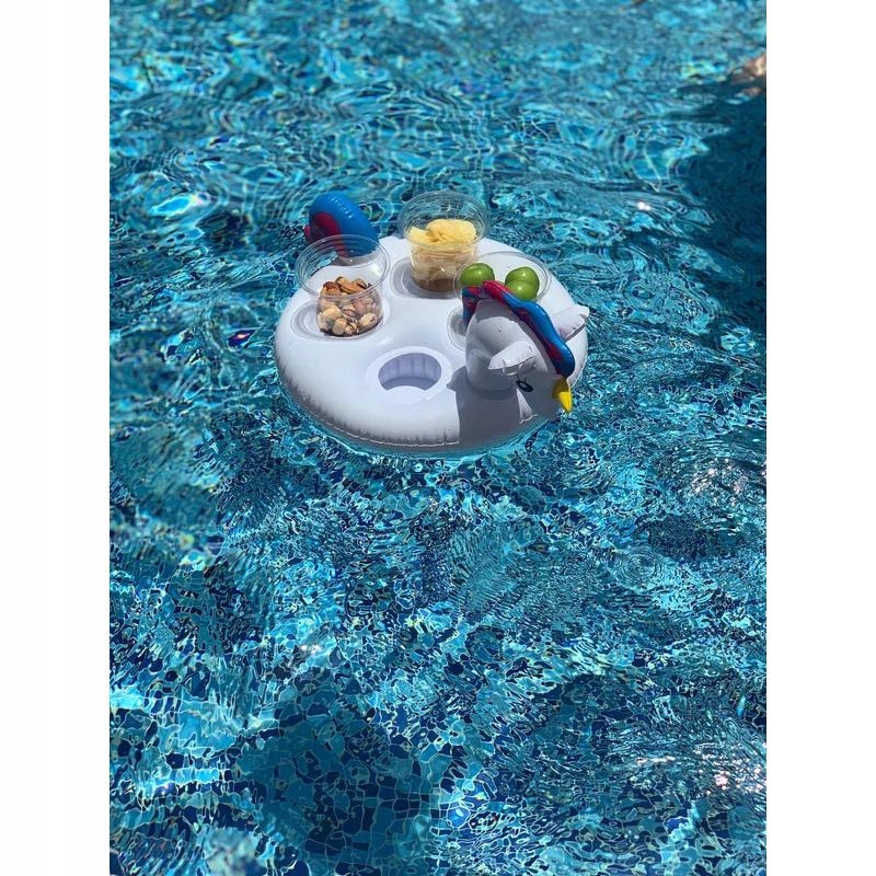 PODSTAWKA DMUCHANA POD KUBEK UCHWYT TACA NAPOJE DRINKI JEDNOROŻEC 4 OTWORY Średnica 30.5 cm