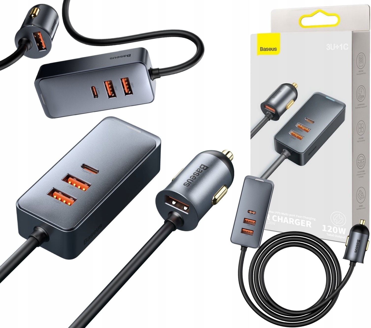 

Szybka Mocna Ładowarka Samochodowa Baseus 120W