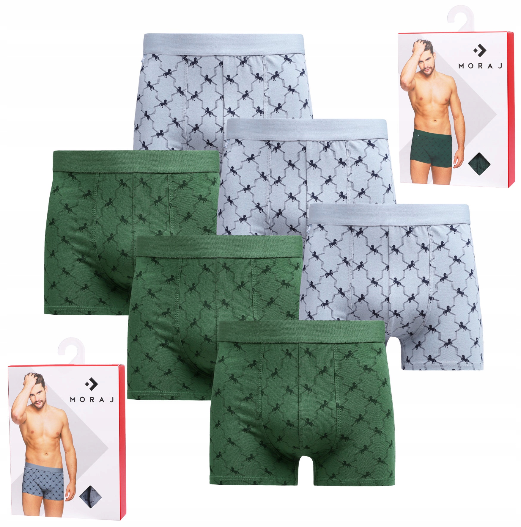 Pánské Bavlněné Boxerky Slipy Přiléhavé Klasický Set Moraj 6-PAK L