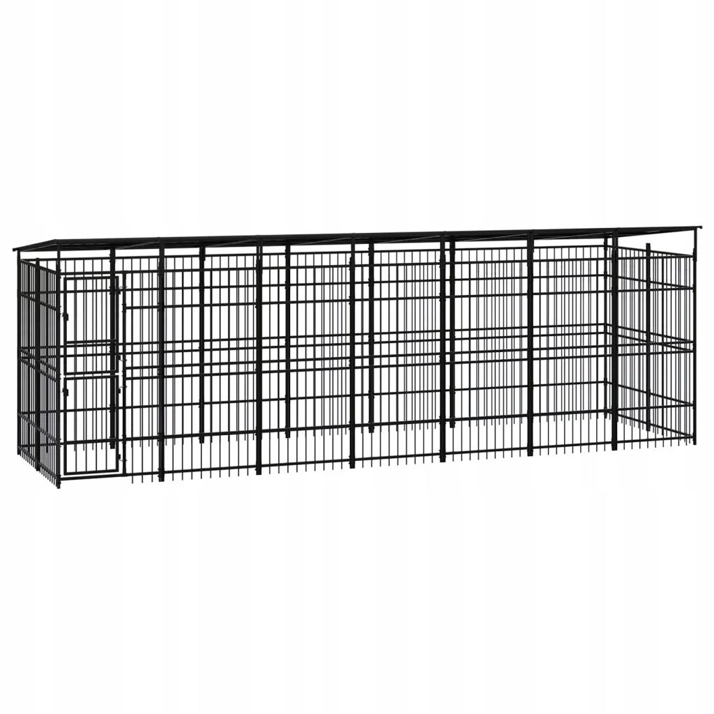 Levně Kotec venkovní pro psy, se zastřešením, ocelová, 12,9 m²