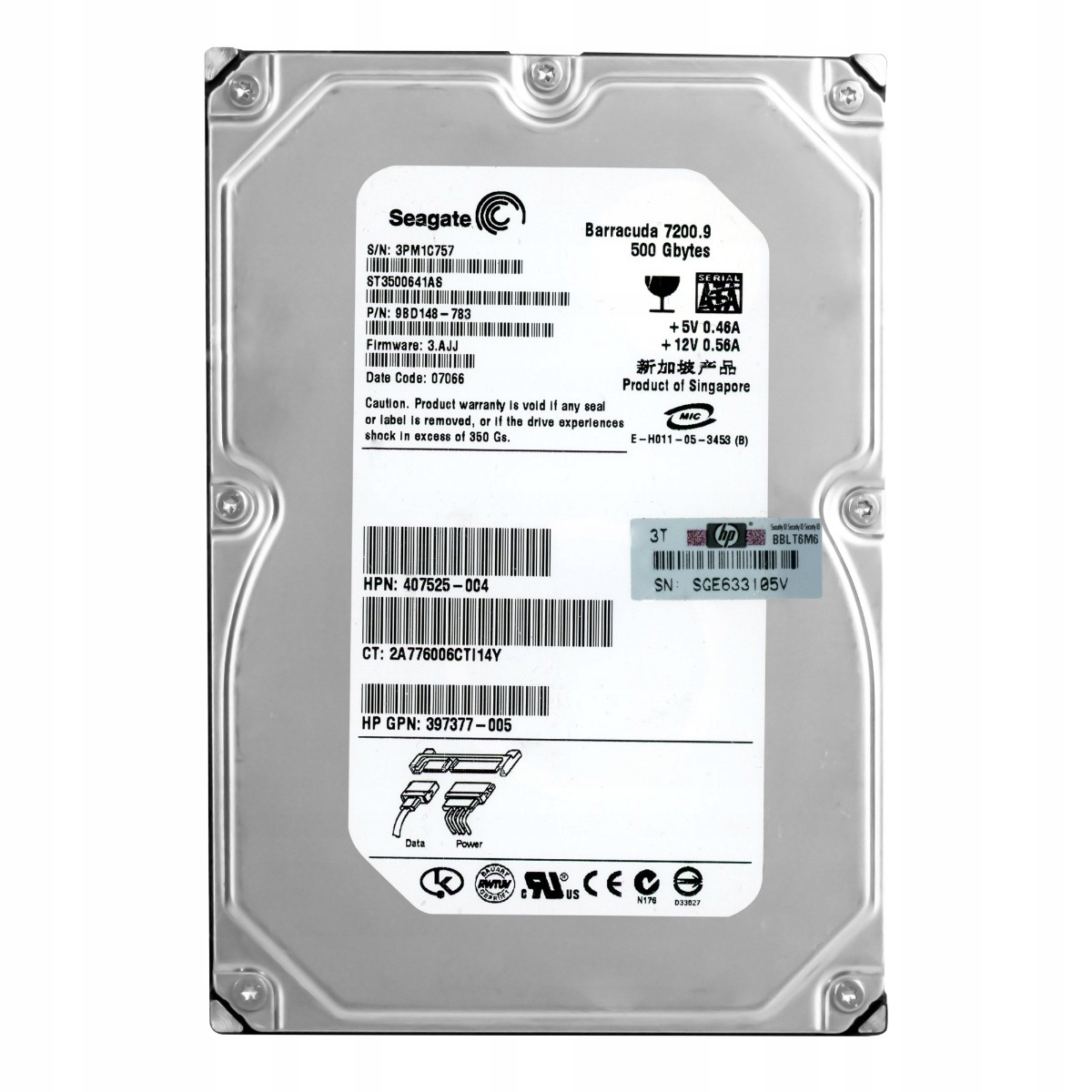 Hp 407525-004 500GB 7.2K 16MB Sata II 3.5'' ST3500641AS