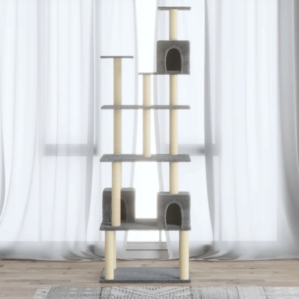 Levně Škrabadlo pro kočky se sisalovými sloupky světle šedé 188 cm