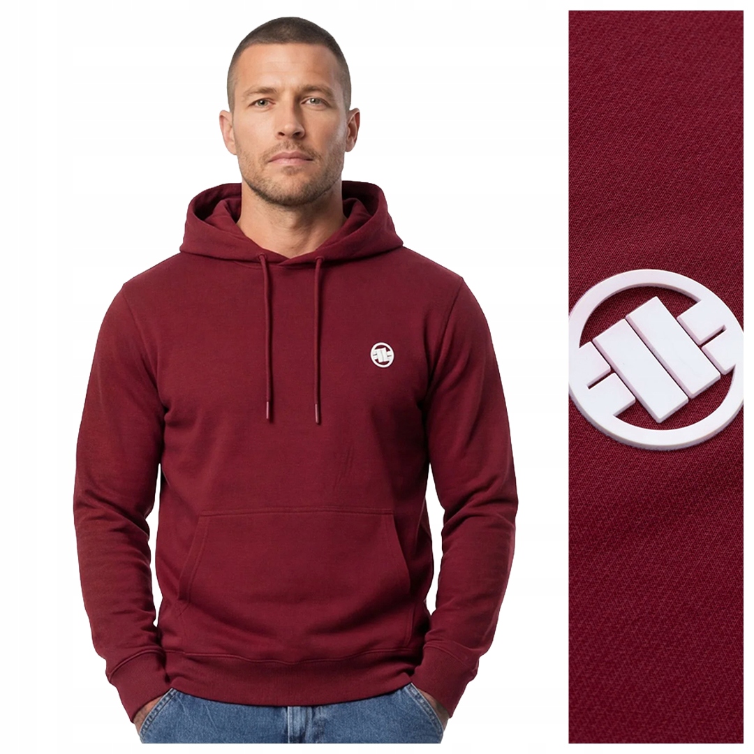 Pánská mikina s kapucí Pit Bull „small Logo Nugget“ vínová M