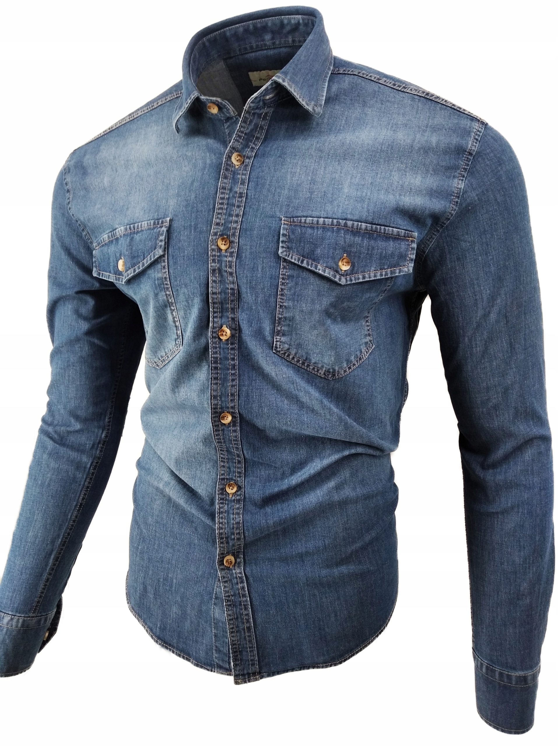 Pánská Džínová Košile Světlá Jeans RP3656 M 39/40