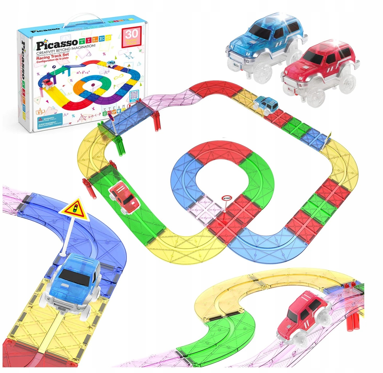 Tor magnetyczny samochodowy 30 elementów PicassoTiles