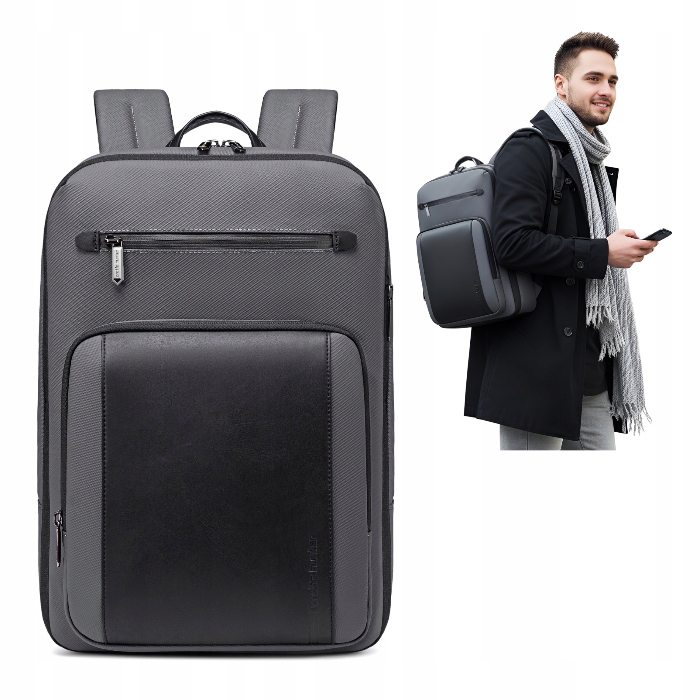 Batoh šedý na notebook 15,6" pro každodenní nošení do práce do letadla