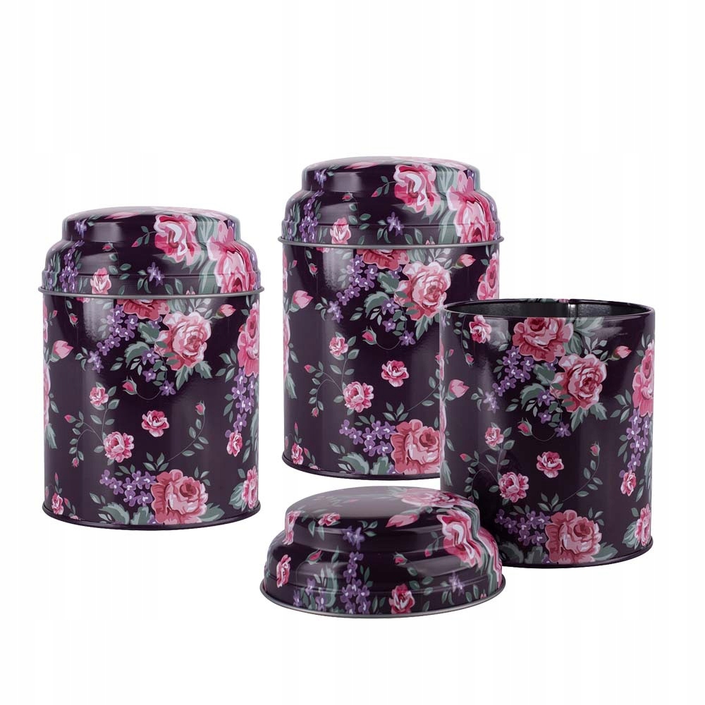 

Metalowa Puszka Na Kawę Herbatę Cukier Zestaw 3